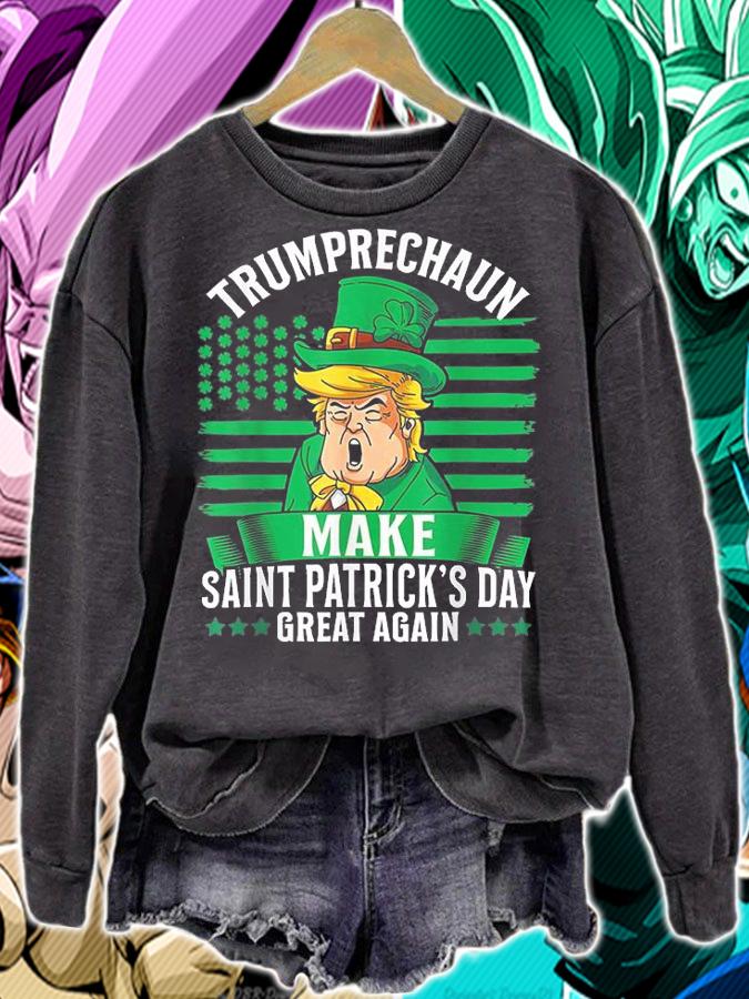 Trumprechaun Make St Patrick's Day Great Again USA Flag T-Shirt sweatshirt