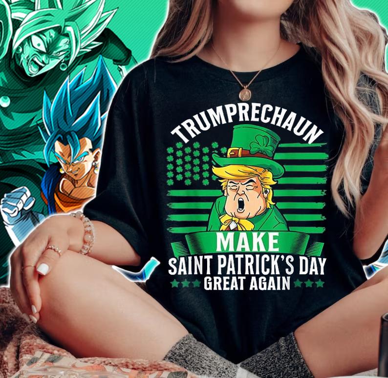 Trumprechaun Make St Patrick's Day Great Again USA Flag T-Shirt woman shirt