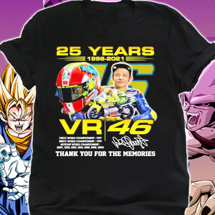 Valentino Rossi 25 years 1996-2021 VR46 thank you for the memories signature t-shirt shirt