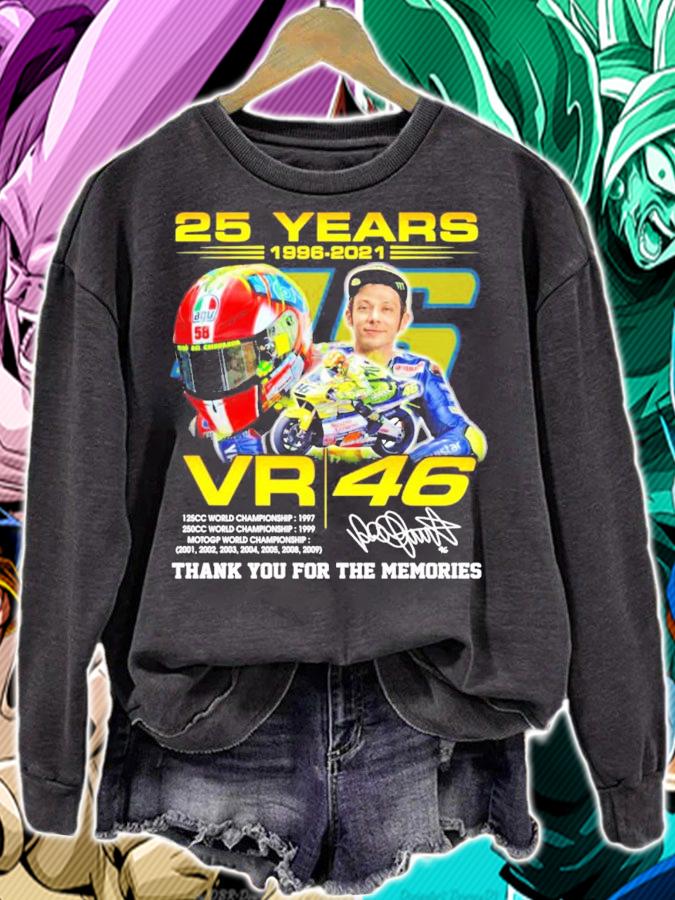 Valentino Rossi 25 years 1996-2021 VR46 thank you for the memories signature t-shirt sweatshirt