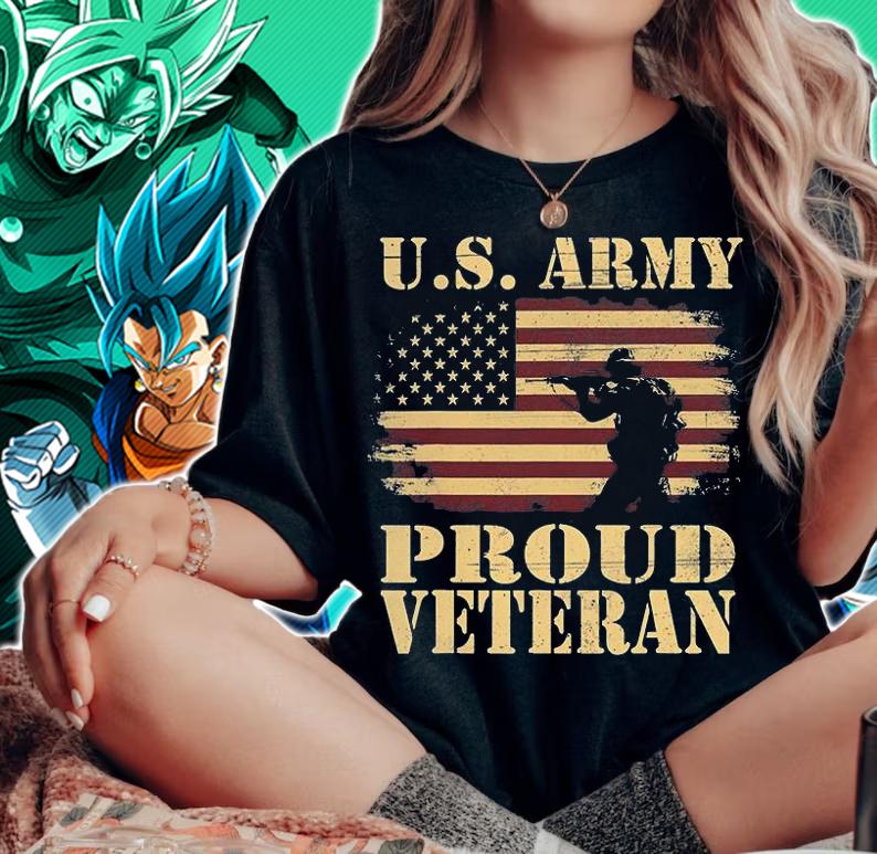 VETERAN 365 Proud U.S. Army Veteran Retro T-Shirt woman shirt