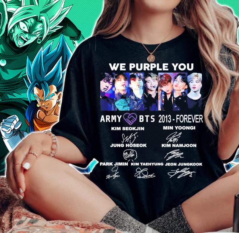 We Purple You Army BTS 2013-forever Signatures Shirt woman shirt