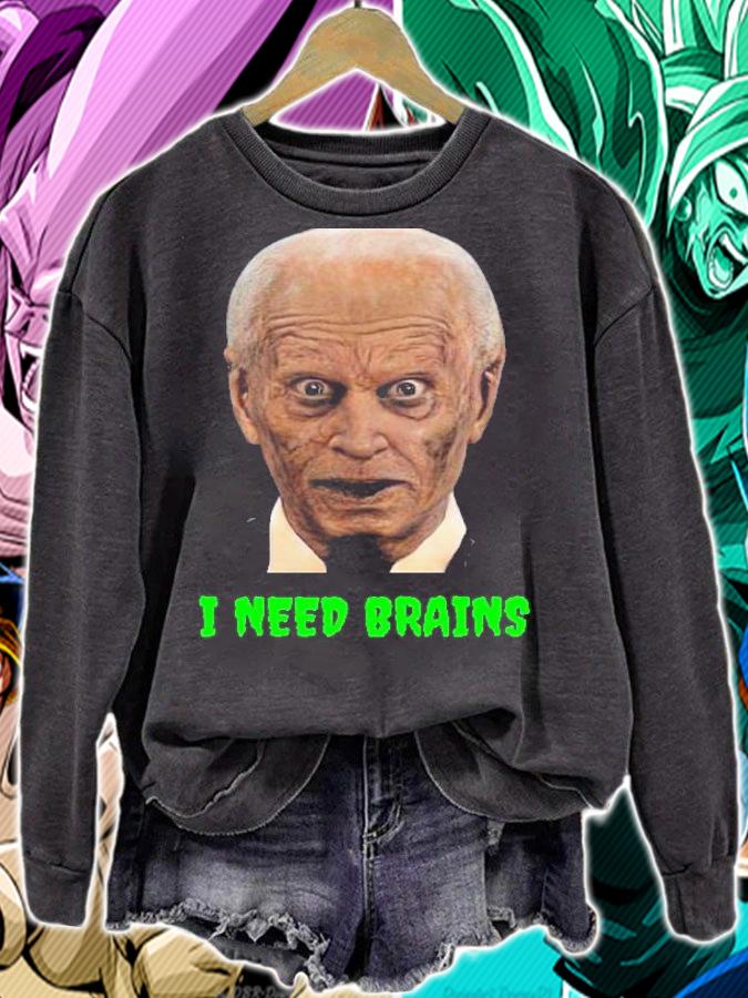 Zombie Joe Biden I need brains Halloween t-shirt sweatshirt