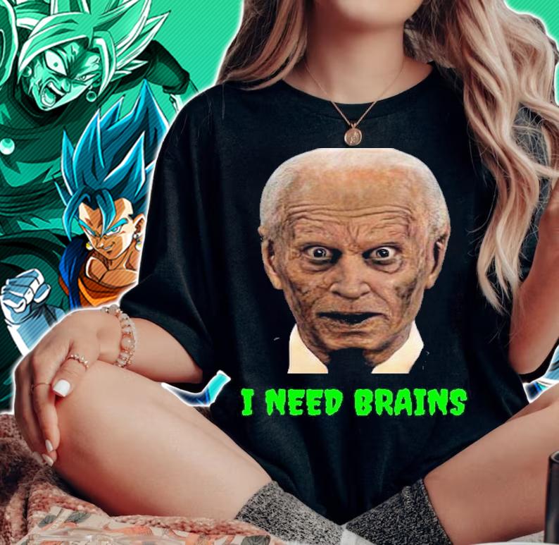 Zombie Joe Biden I need brains Halloween t-shirt woman shirt