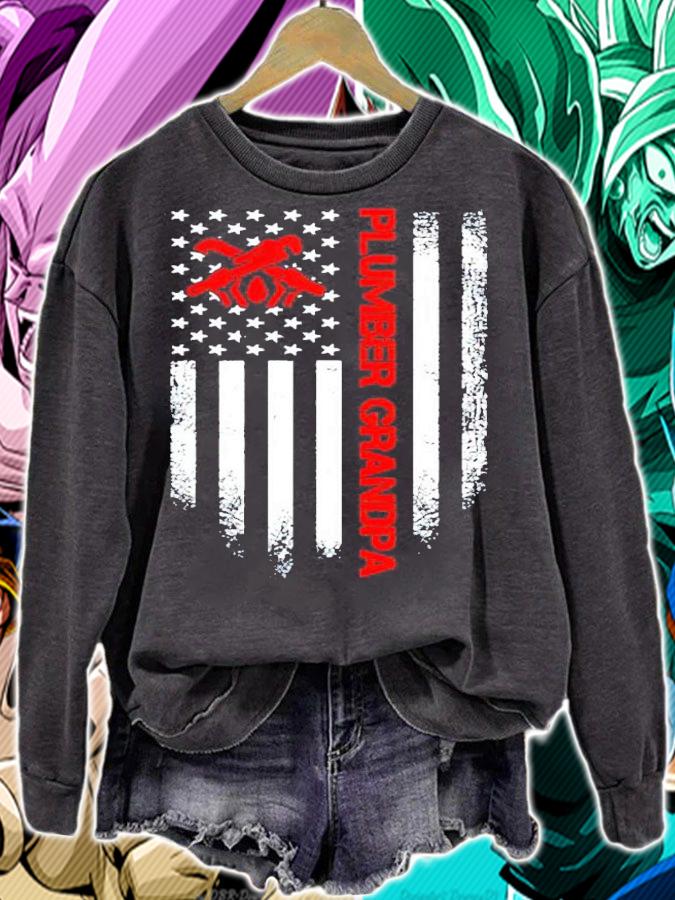 Plumber Grandpa With American Flag shirt sweatshirt