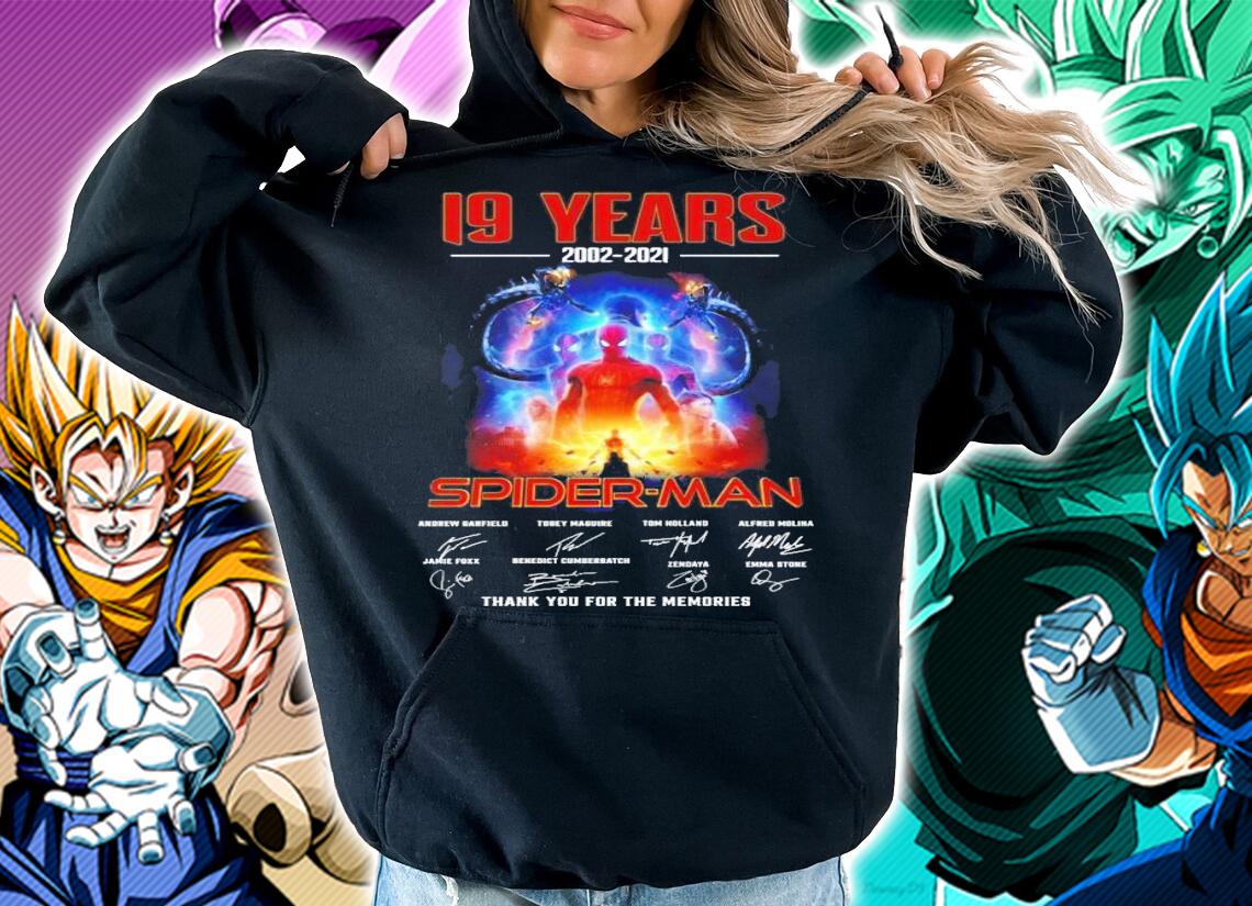 19 years 2002-2021 Spider Man Marvel signatures shirt hoodie