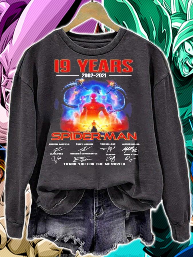 19 years 2002-2021 Spider Man Marvel signatures shirt sweatshirt