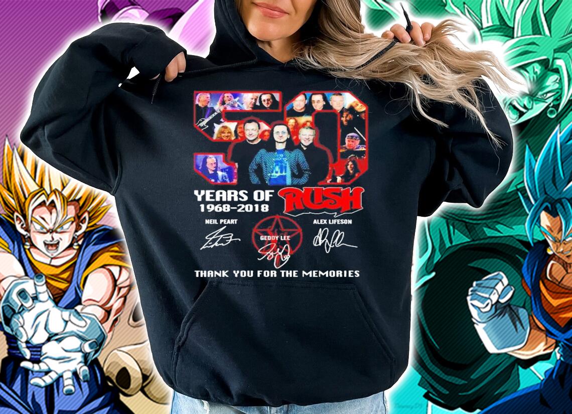 50 years of 1968-2018 Rush thank you for the memories shirt hoodie