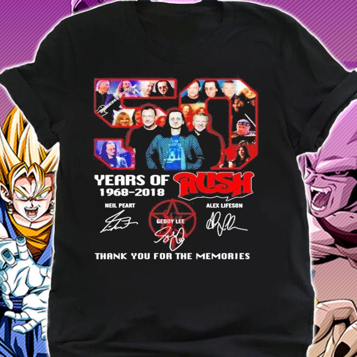50 years of 1968-2018 Rush thank you for the memories shirt shirt