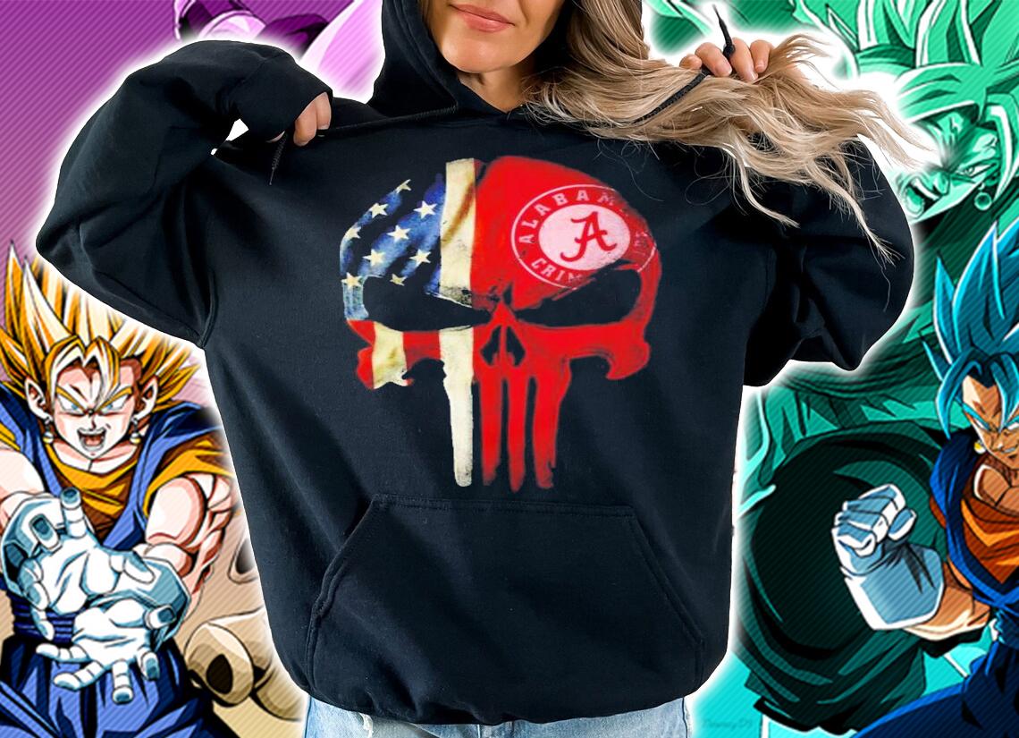 Alabama Crimson Tide American Flag Punisher Skull shirt hoodie