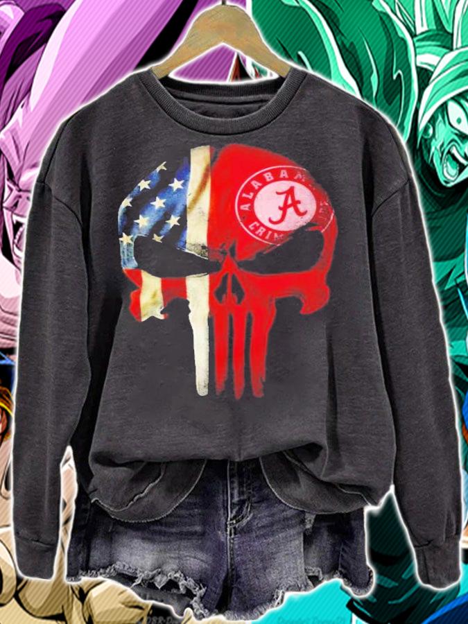 Alabama Crimson Tide American Flag Punisher Skull shirt sweatshirt