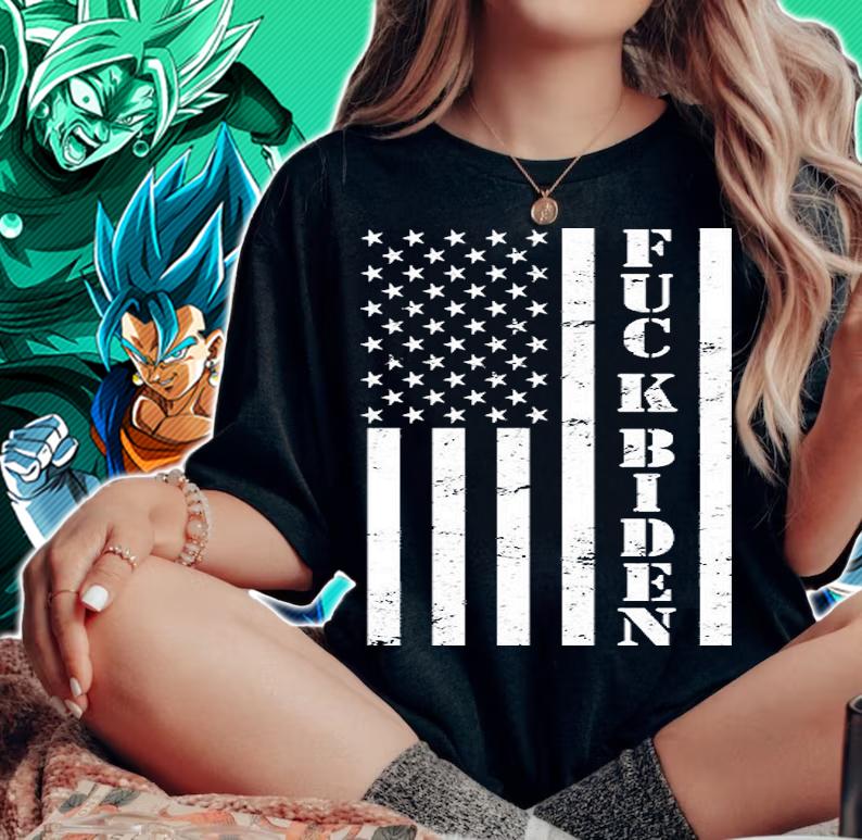 Fuck Biden American Flag T-Shirt woman shirt
