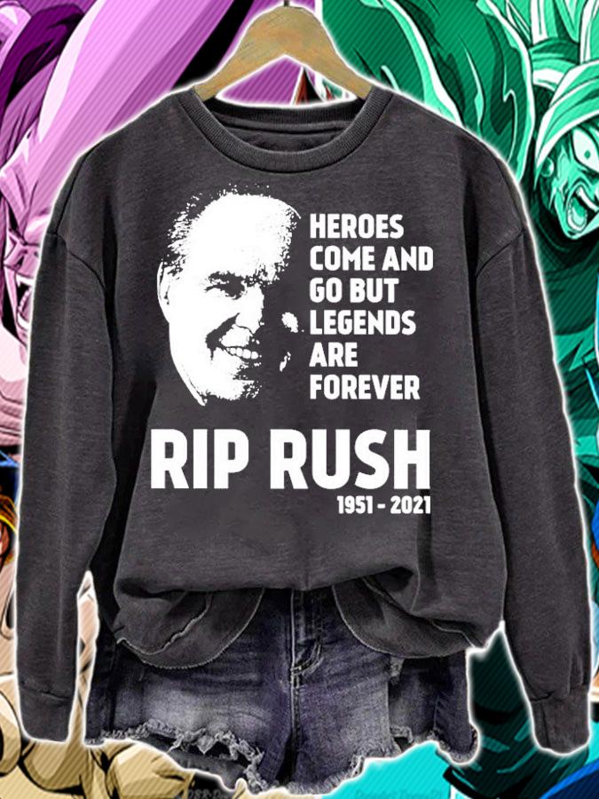 Heroes come and go but legends are forever Rip Rush 1951-2021 shirt sweatshirt