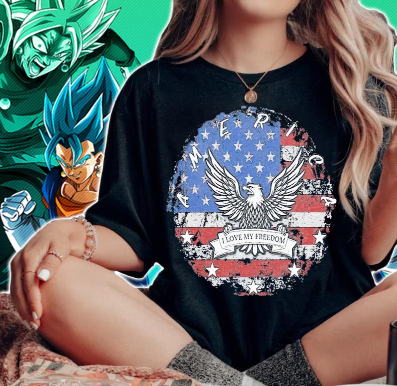 America Eagle Circle I love my freedom shirt woman shirt