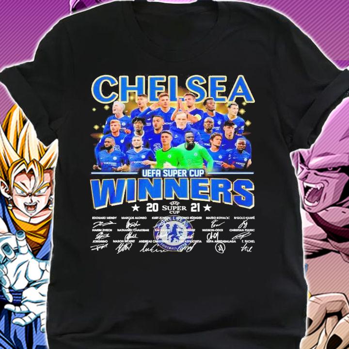 Chelsea UEFA Super Cup winners 2021 signatures T-shirt shirt