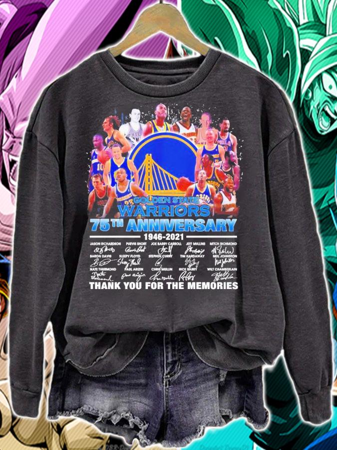 Golden State Warriors 75th anniversary 1946 2021 thank you for the memories shirt sweatshirt