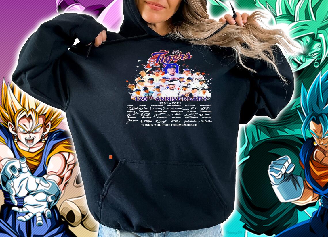 The Detroit Tigers 120th anniversary 1901 2021 signatures thank you for the memories shirt hoodie