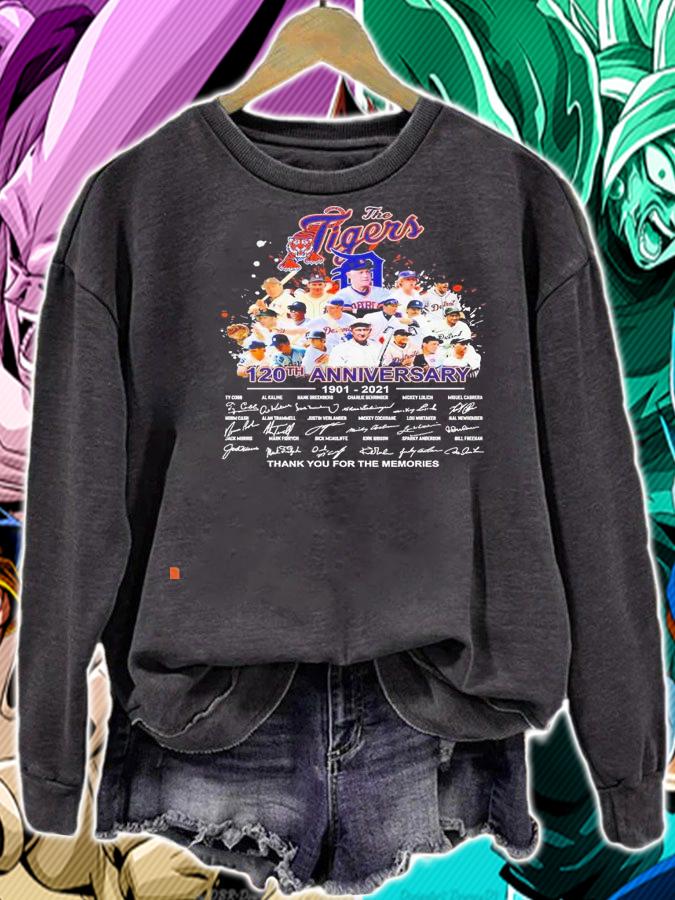 The Detroit Tigers 120th anniversary 1901 2021 signatures thank you for the memories shirt sweatshirt