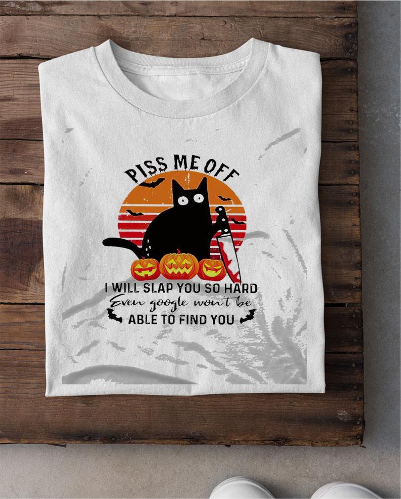Murderous cat with knife piss me off i will slap you so hard even googke won't be able to find you vintage shirt shirt
