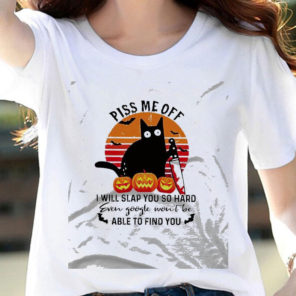 Murderous cat with knife piss me off i will slap you so hard even googke won't be able to find you vintage shirt woman shirt
