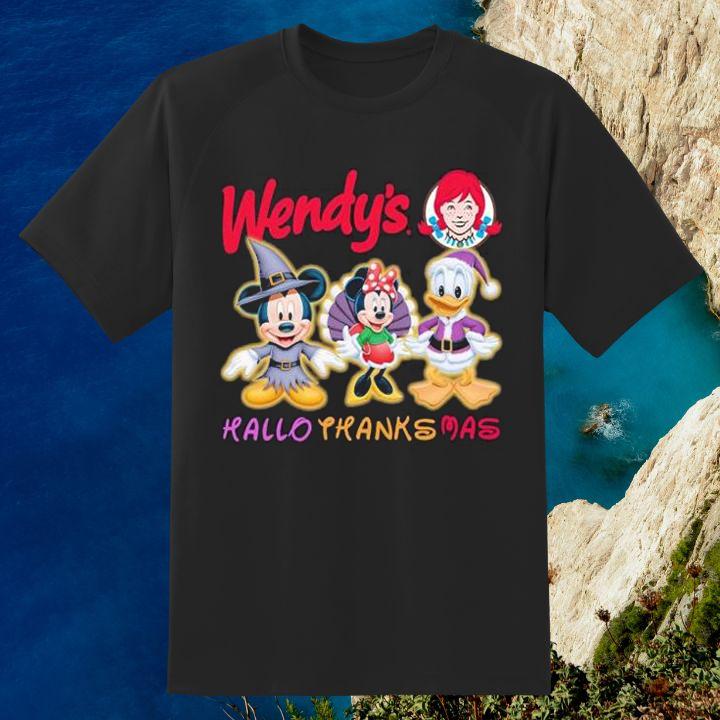 Wendy's X Disney Mickey Minnie Donald Hallothanksmas T-Shirt