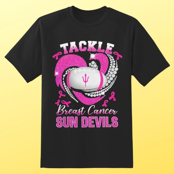 Arizona State Sun Devils Tackle Breast Cancer Awareness Diamond Heart Shirt