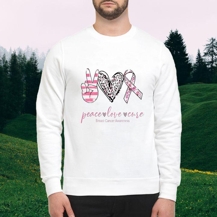 Peace Love Cure Breast Cancer Awareness Leopard T-Shirt sweatshirt
