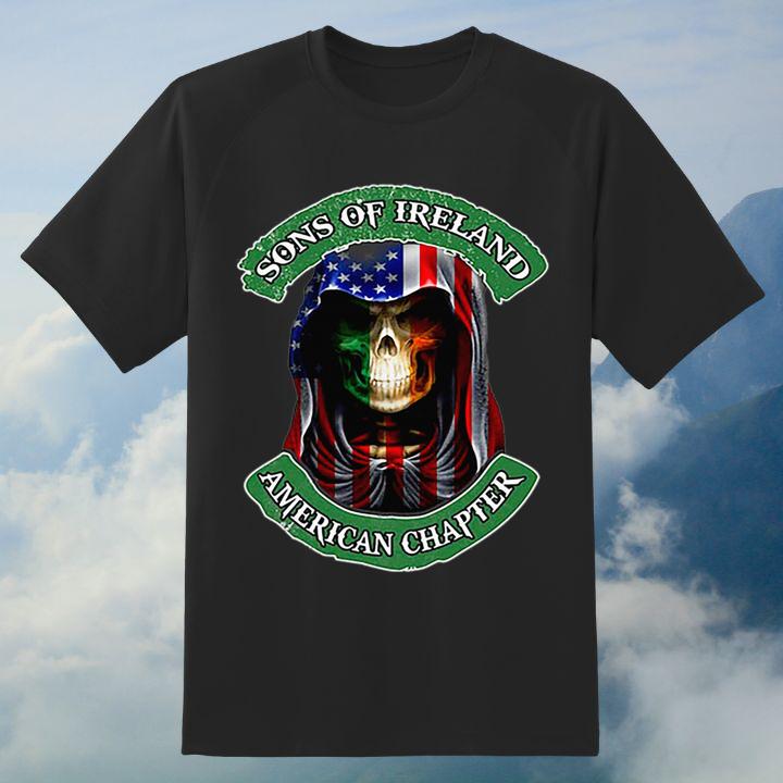 Skull Sons Of Ireland American Flag Chapter St. Patrick'S Day Shirt