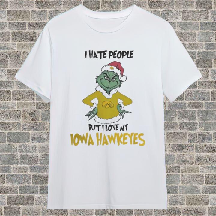 Grinch I Hate People But Love Iowa Hawkeyes Shirt – Perfect Christmas Gift