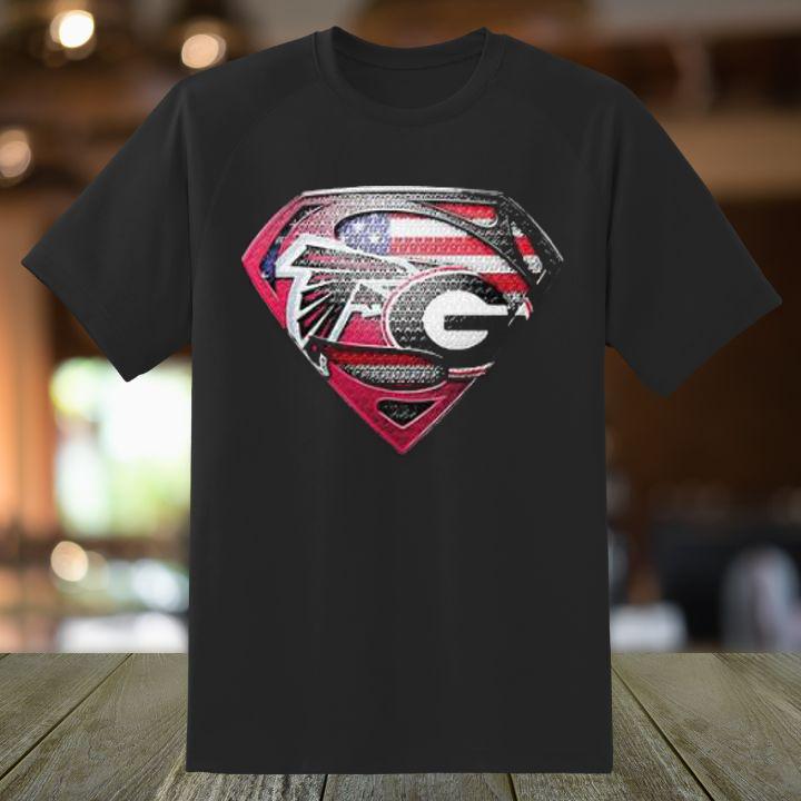 Shop Atlanta Falcons & Georgia Bulldogs Superman 4th of July Shirt Now!