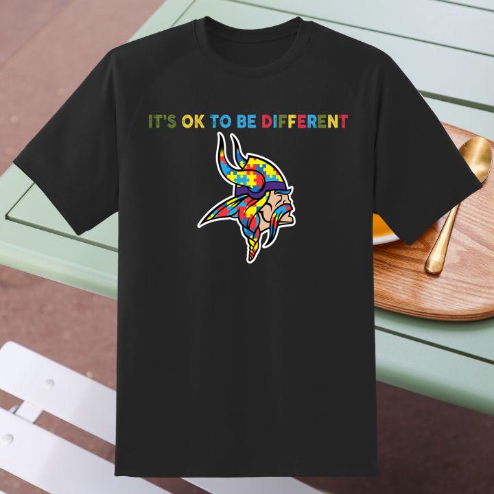 Minnesota Vikings Autism Puzzle Piece Its Ok To Be Different Shirt - Limited Edition