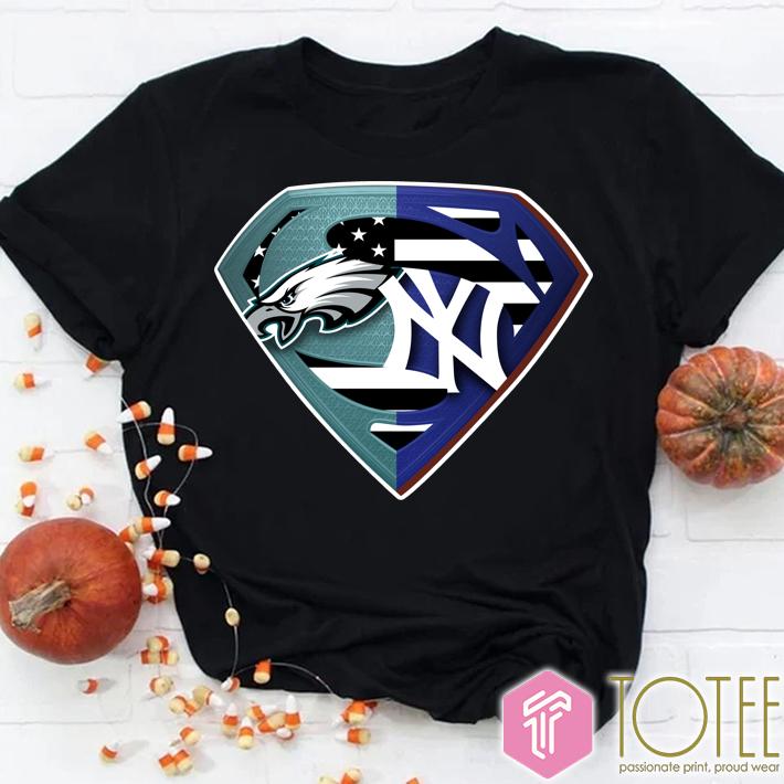 Hot Philadelphia Eagles New York Yankees Superman American Flag T-Shirt