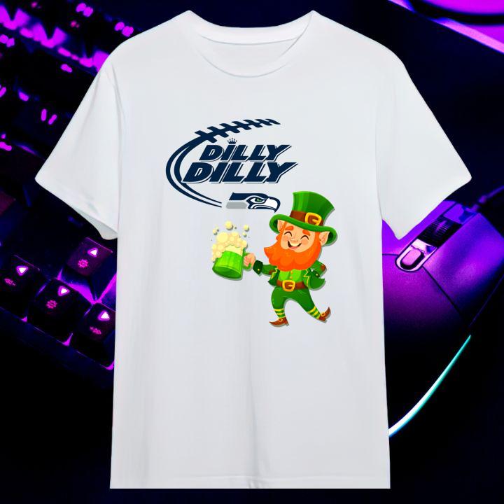 St. Patricks Day Seattle Seahawks Leprechaun Irish Dilly Dilly T-Shirt