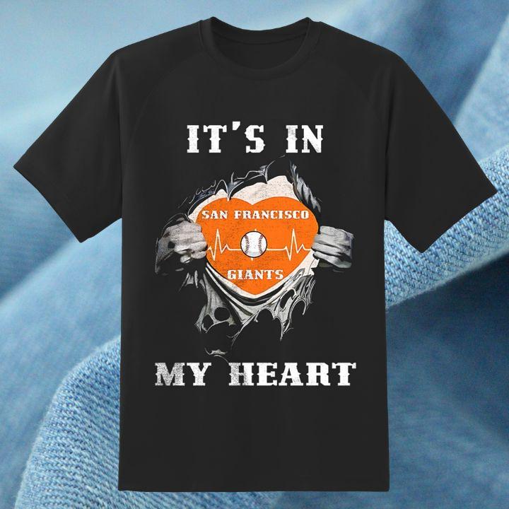 Inside Me San Francisco Giants It’s In My Heart Baseball Heartbeat T-Shirt