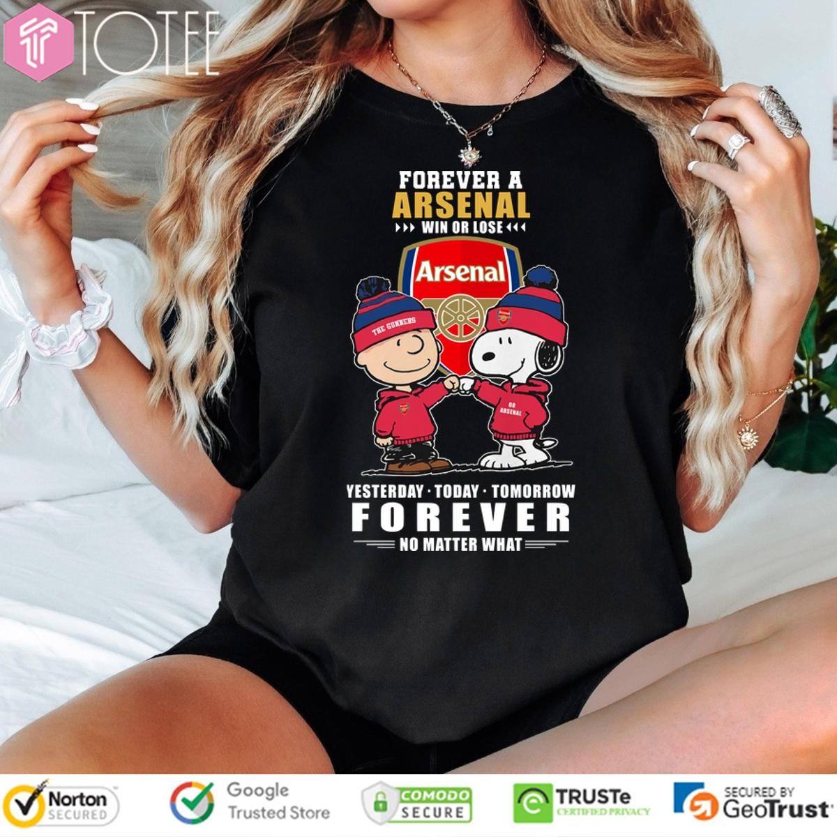 Snoopy X Charlie Brown Forever A Arsenal F.C. Win Or Lose No Matter What T-shirt