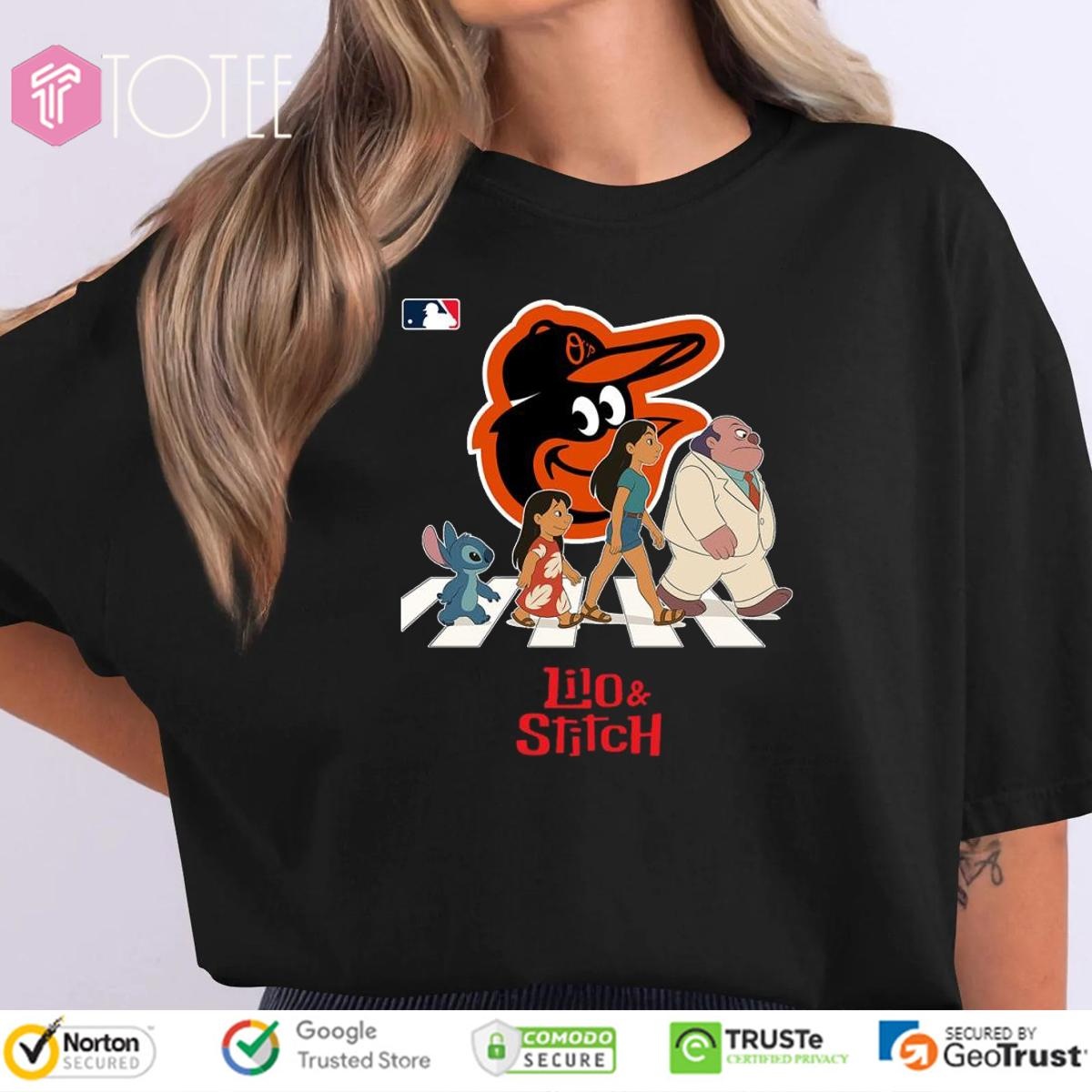 Lilo And Stitch Abbey Road Baltimore Orioles Baseball T-shirt