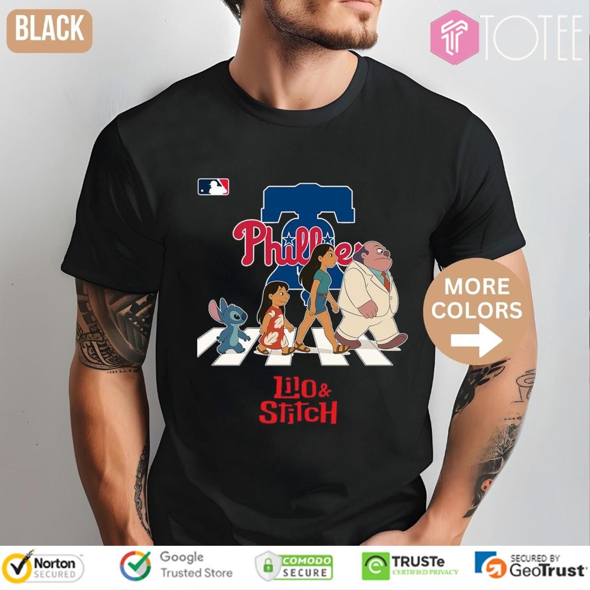 Lilo And Stitch Abbey Road Philadelphia Phillies Baseball T-shirt