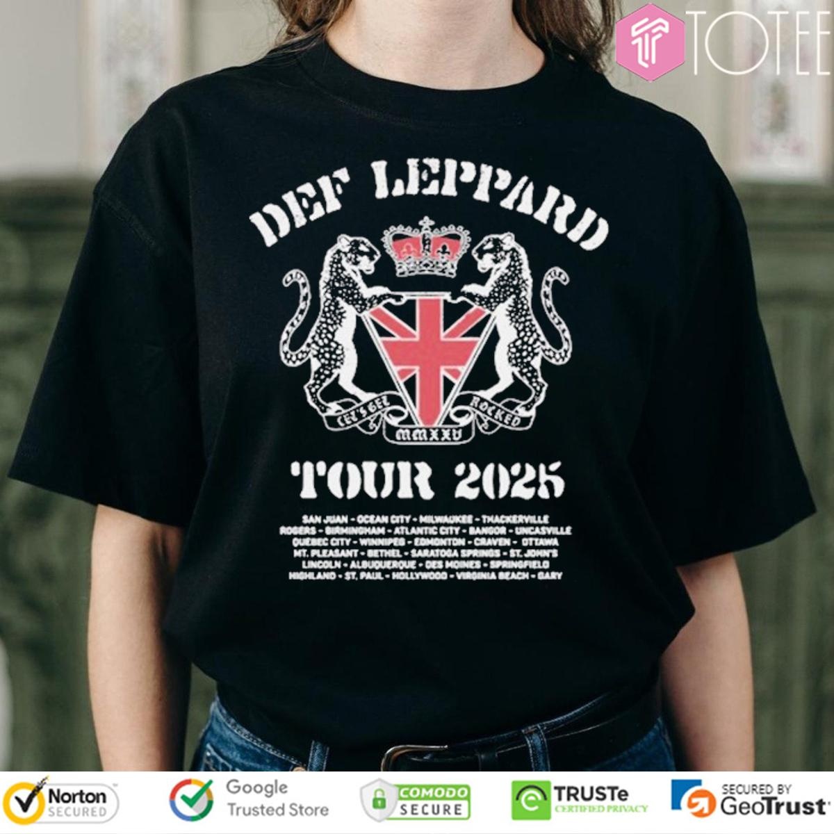Def Leppard Rock Band Lets Get Rocked Tour 2025 T-shirt