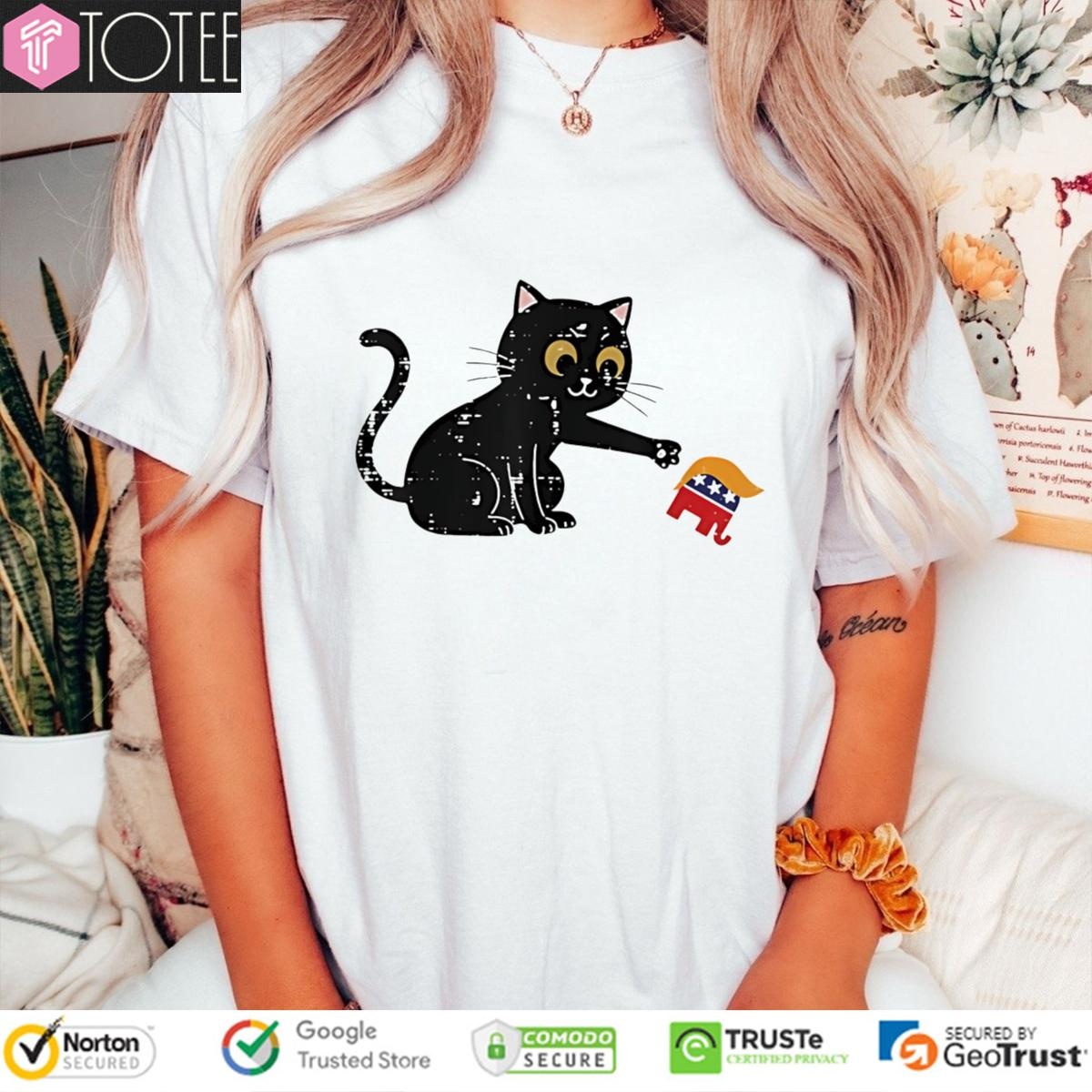 Black Cat Republican Elephant Trump T-shirt