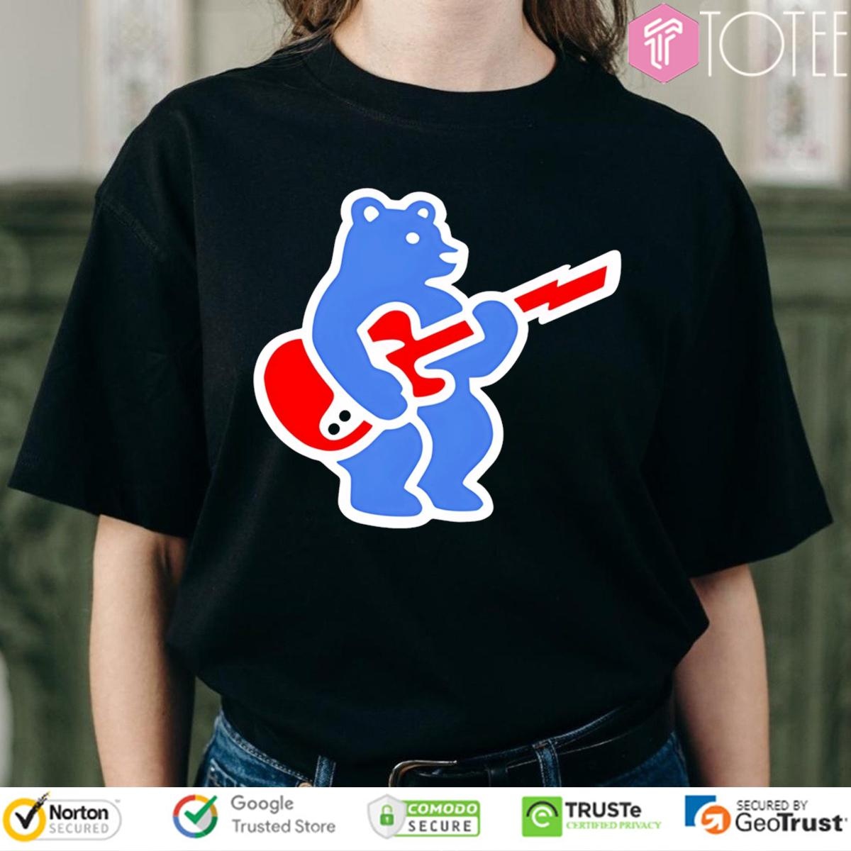Chicago Cubs Bear Play Guitar Logo T-shirt