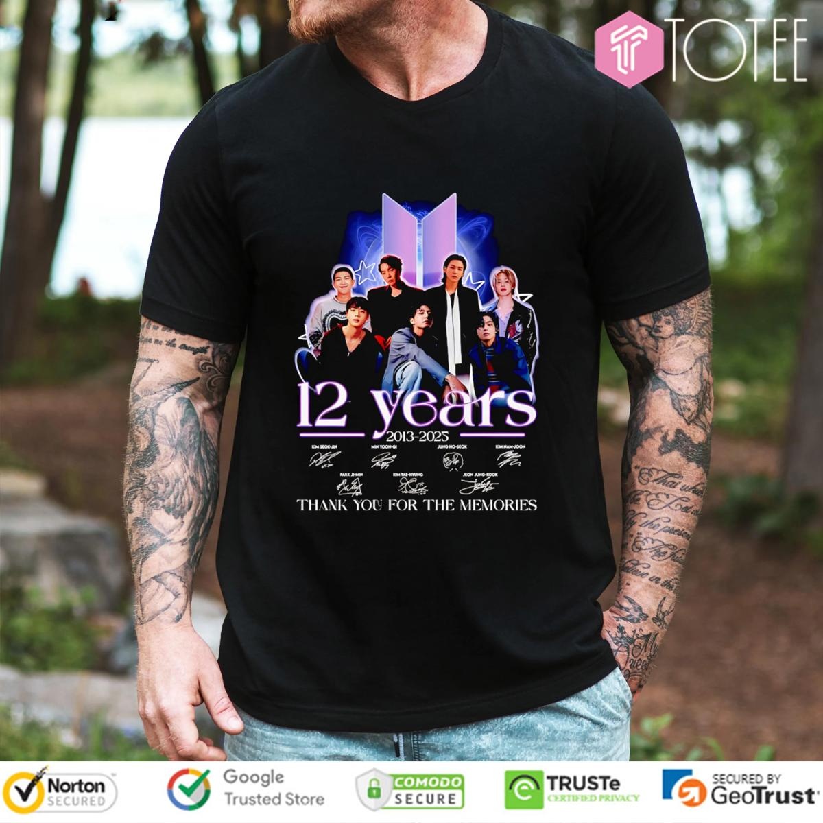 12 Years 2013 2025 Bts Signatures T-shirt