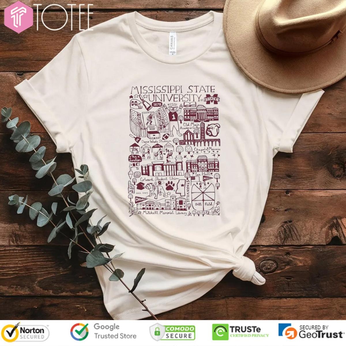 Mississippi State University Bulldogs Art Illustration T-shirt