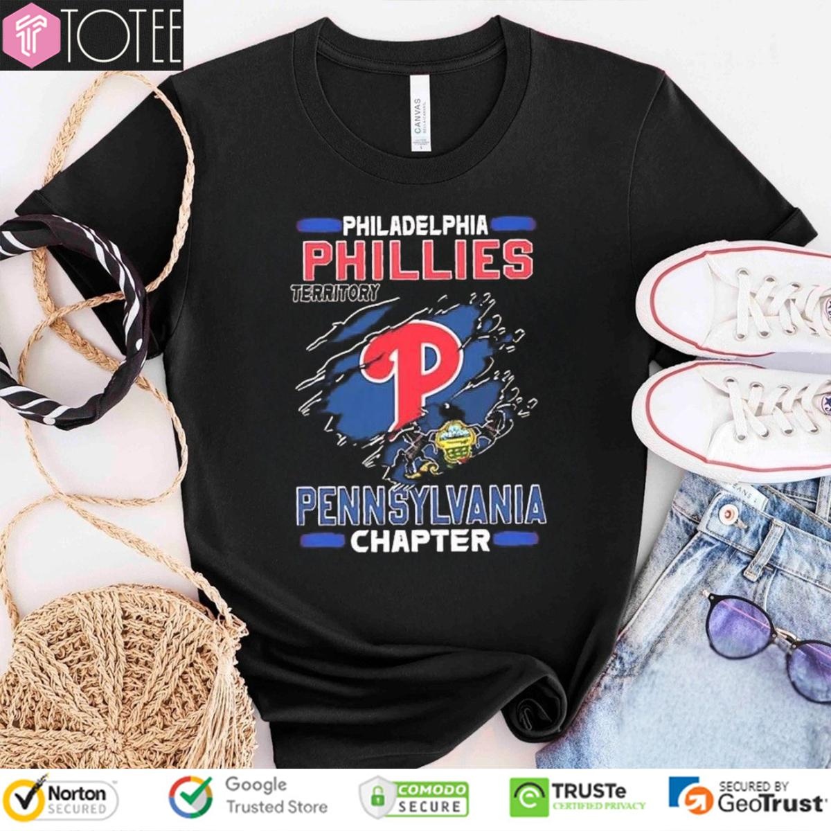 Philadelphia Phillies Baseball Territory Pennsylvania Chapter Torn Logo T-shirt