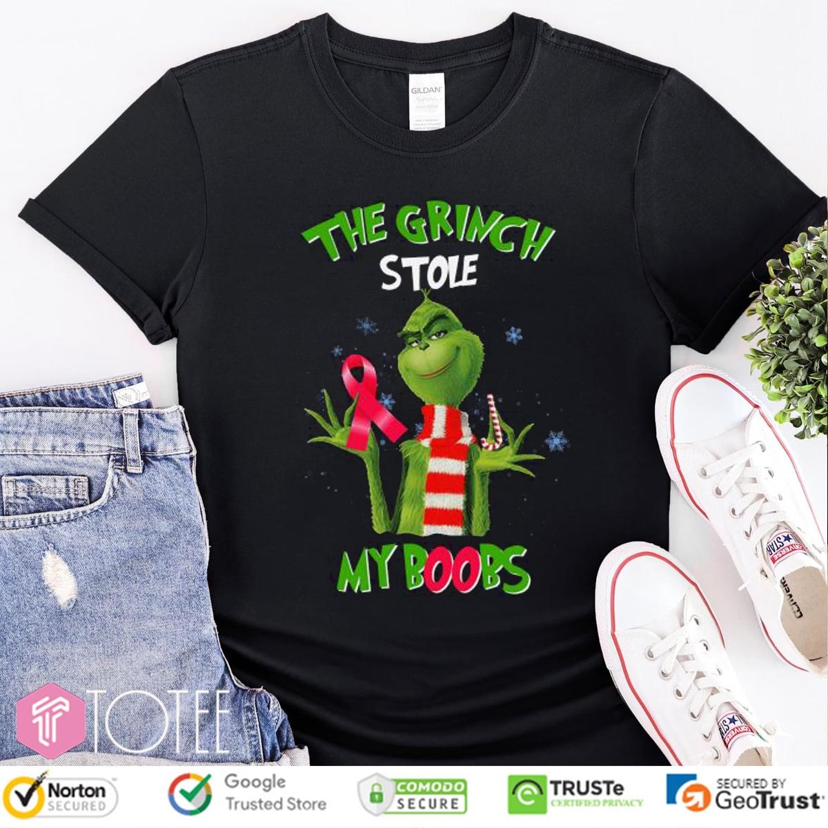 The Grinch Stole My Boobs Breast Cancer T-shirt