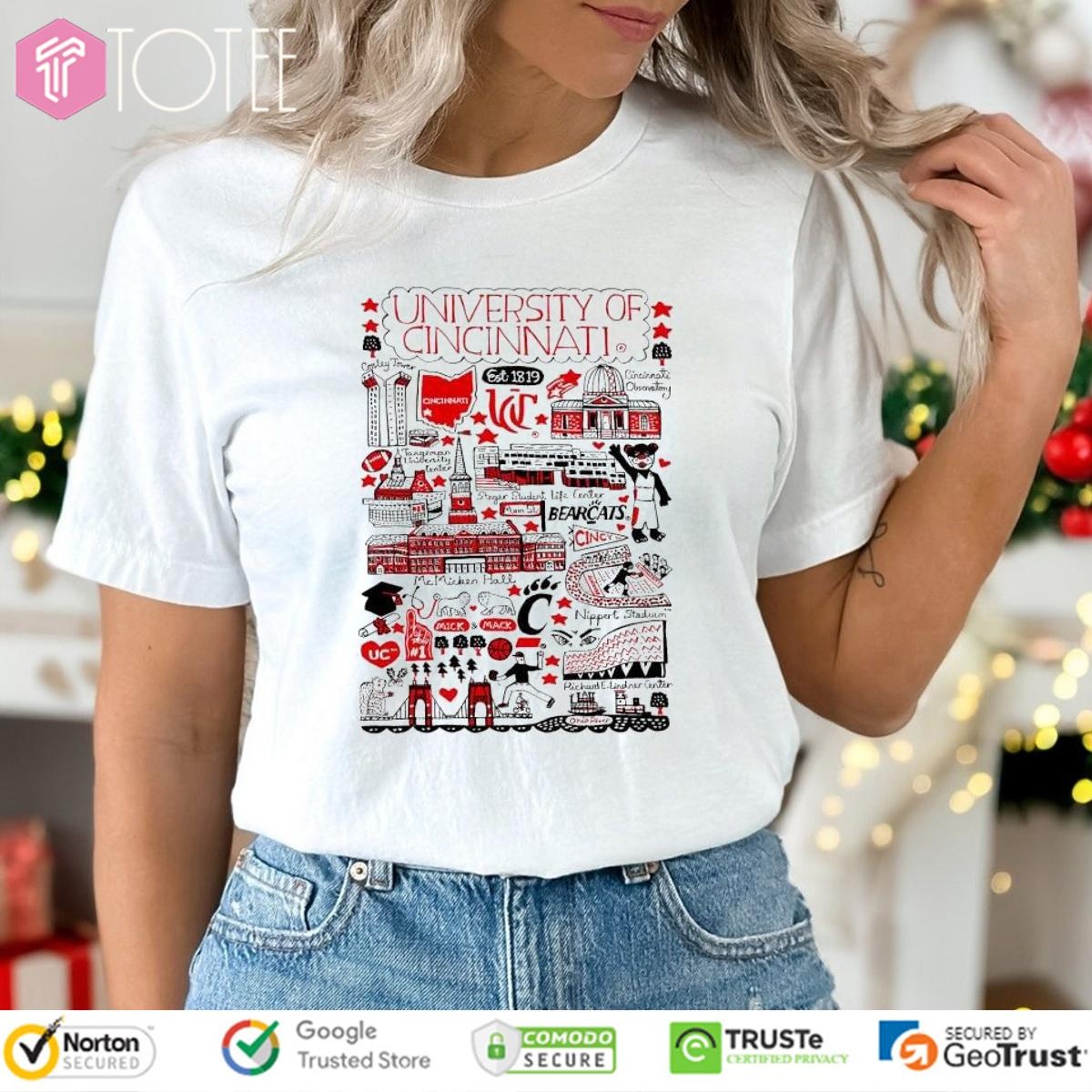 University Of Cincinnati Bearcats Art Illustration T-shirt