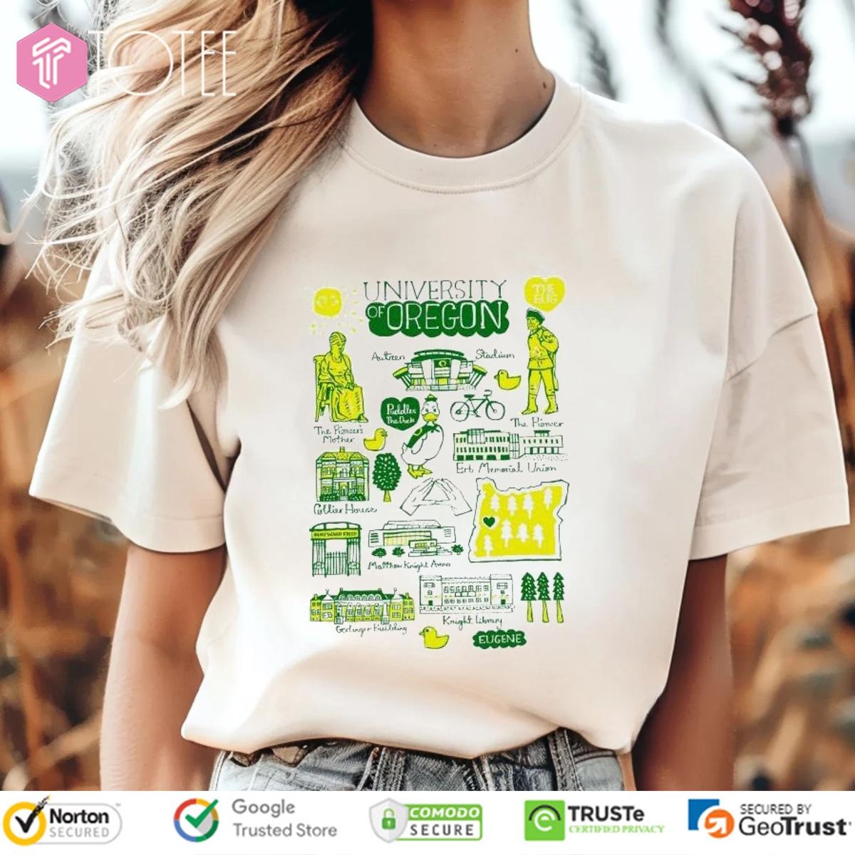 University Of Oregon Ducks Art Illustration T-shirt
