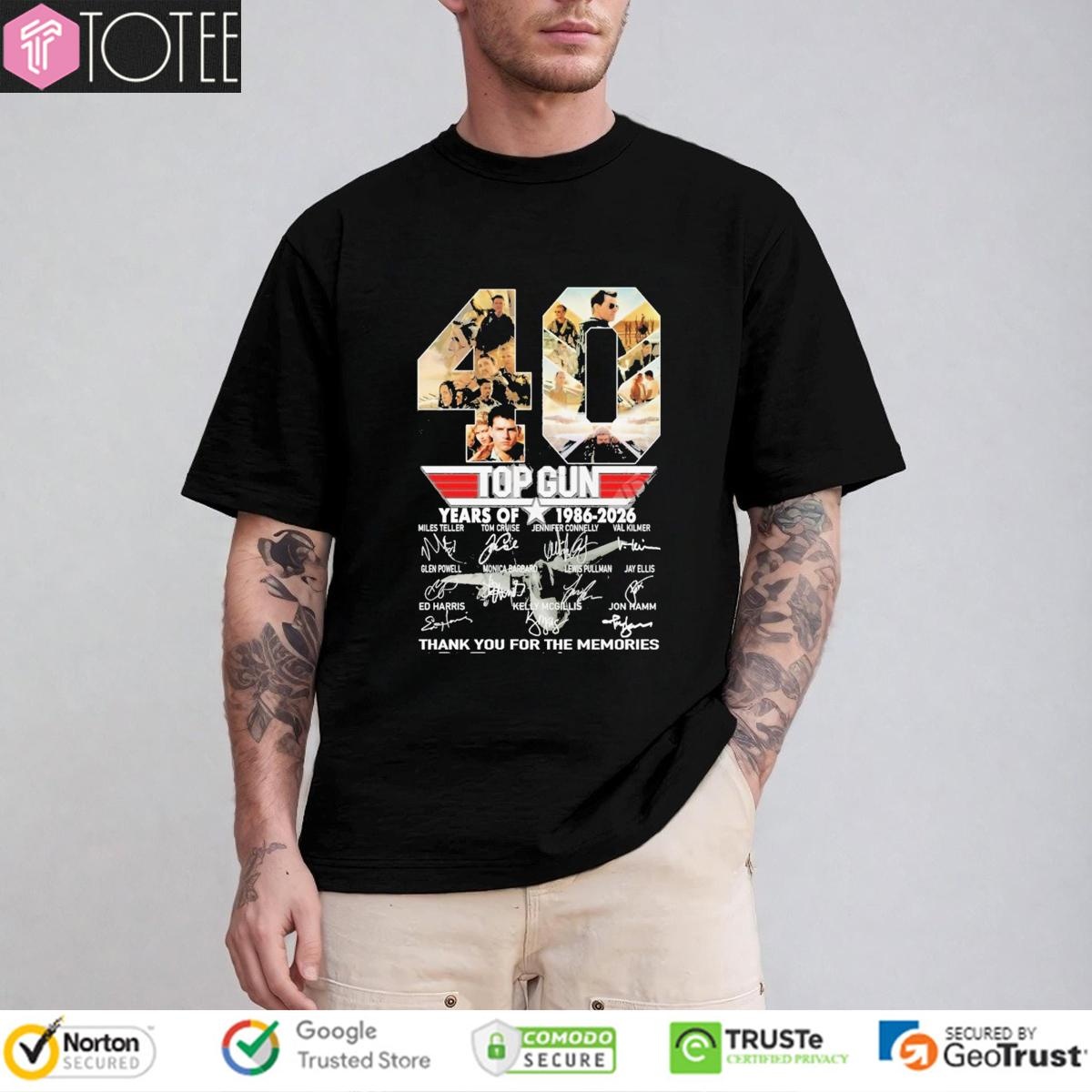40 Years Of 1986-2026 Top Gun Signatures T-shirt