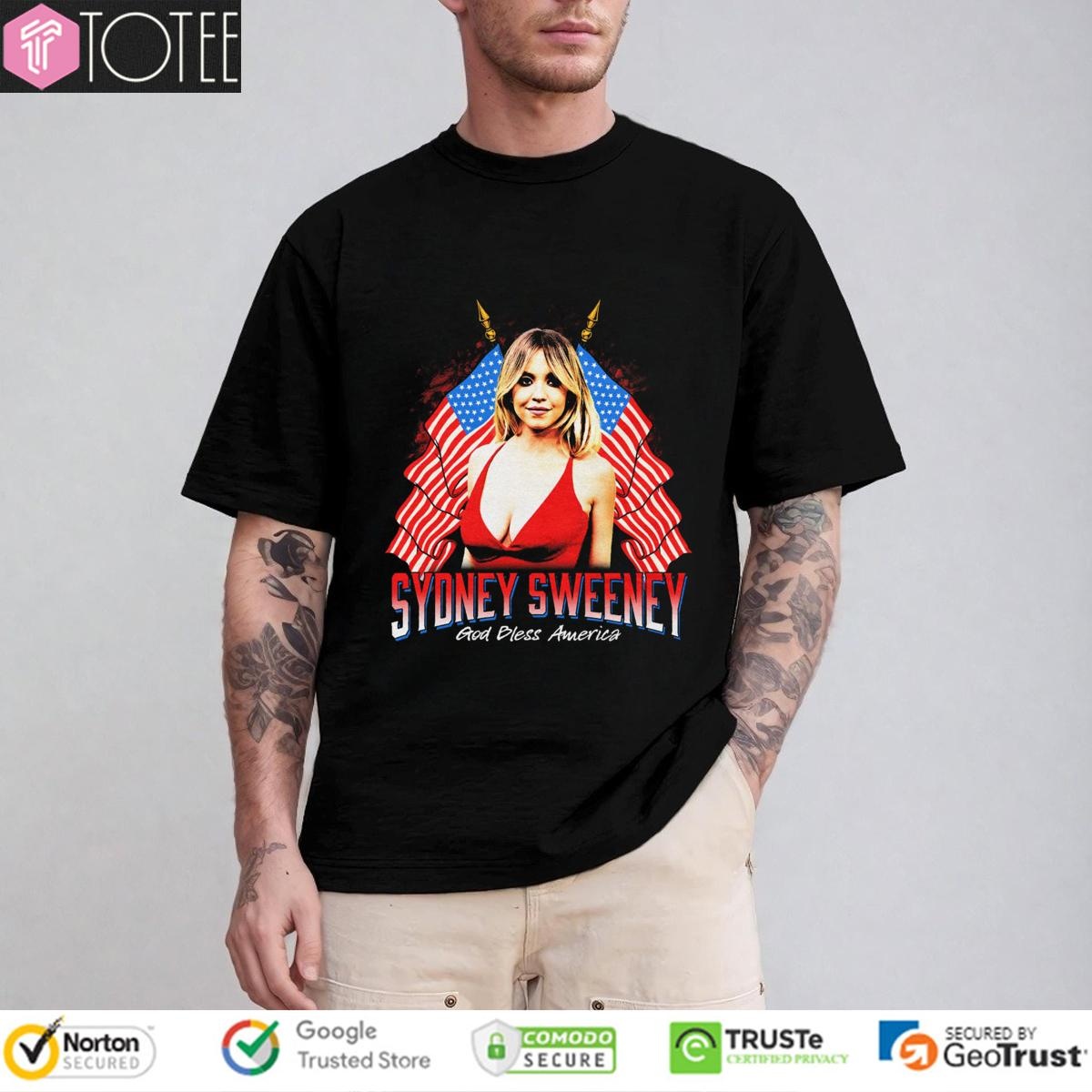Sydney Sweeney God Bless America 4Th Of July Usa Flag T-shirt