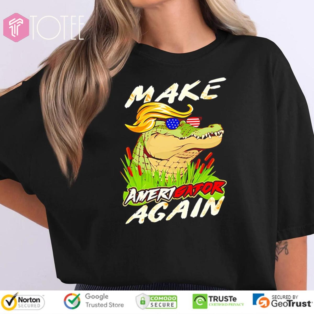 Make Amerigator Again Parody Alligator Trump Maga T-shirt