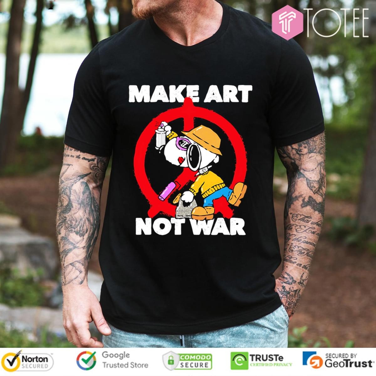 Snoopy Make Art Not War Peace Sign T-shirt